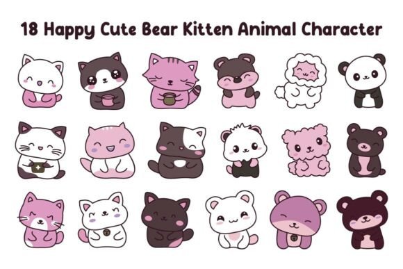 18 Cute Bear Kitten Animal Character Review