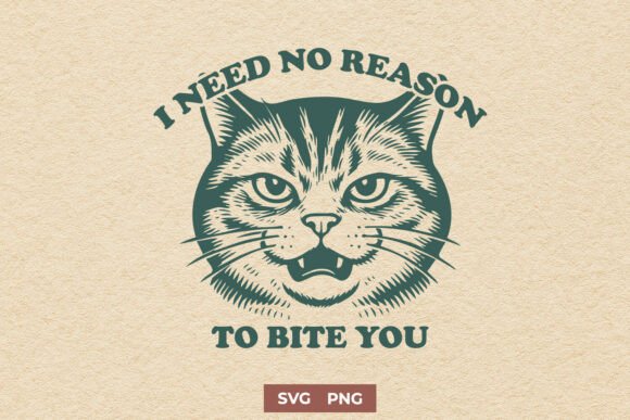 Angry Cat SVG – I Need No Reason to Bite