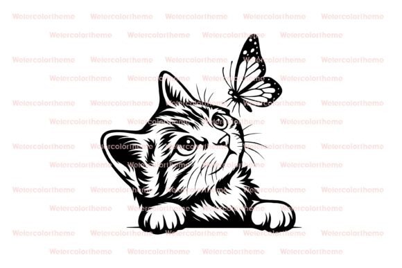 Cat with Butterfly Svg,cute Cat Svg Review