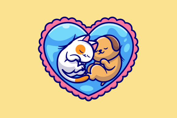 Cute Cat and Dog Sleeping Love Heart Review