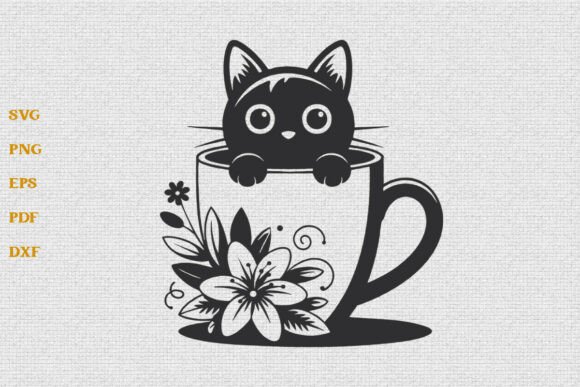 Funny Cat with Flower SVG Black Cat SVG