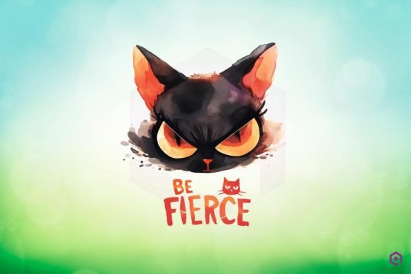 Halloween Black Cat BE FIERCE Clipart PNG Review