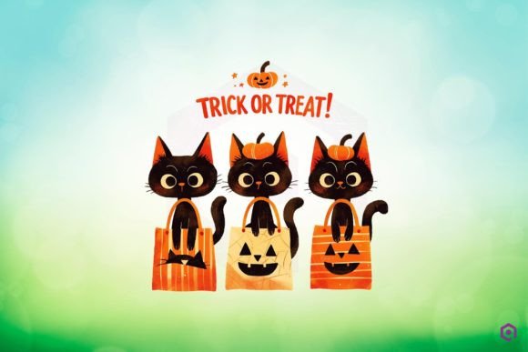 Halloween Black Cat TRICK or TREAT 2 Clipart PNG Review