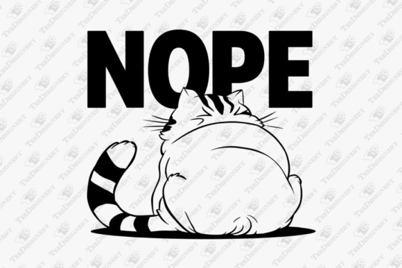Nope Funny Lazy Cat Attitude Humor Review