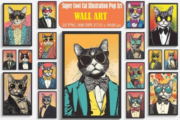 Super Cool Cat Illustration Pop Art Bundle Review