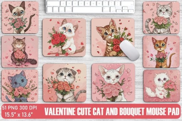 Valentine Cute Cat and Bouquet Mouse Pad Bundle Review